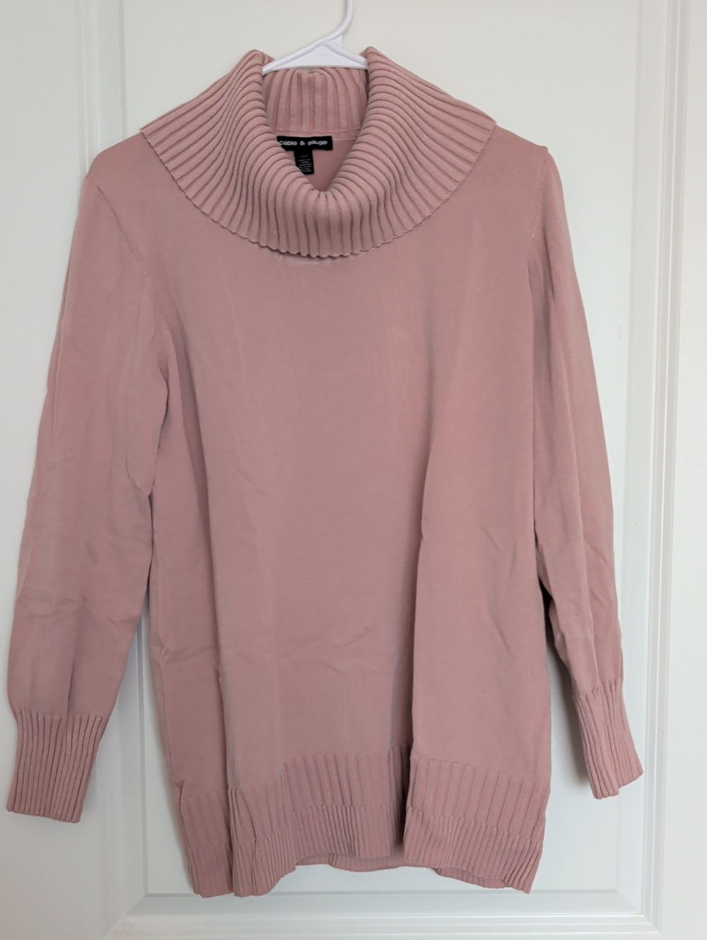 Cable & Gauge Blush Pink Ribbed Cowl Neck Sweater